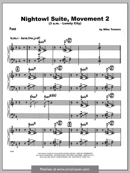 Nightowl Suite, Mvt. 2 (3 a.m. - Lonely City): Piano part by Mike Tomaro