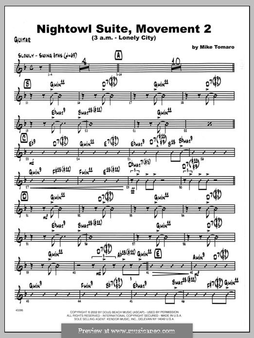 Nightowl Suite, Mvt. 2 (3 a.m. - Lonely City): Guitar part by Mike Tomaro