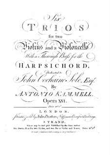 Six Sonatas for Two Violins and Basso Continuo, Op.16: Violin II part by Antonín Kammel