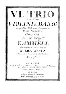 Six Sonatas for Two Violins and Basso Continuo, Op.6: Violin II part by Antonín Kammel