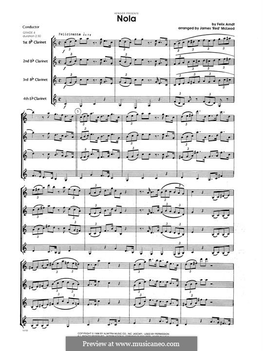 Nola: For clarinet - full score by Felix Arndt