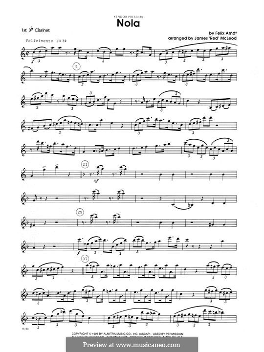 Nola: 1st Bb Clarinet part by Felix Arndt