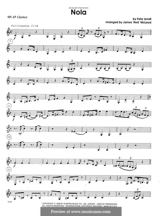 Nola: 4th Bb Clarinet part by Felix Arndt