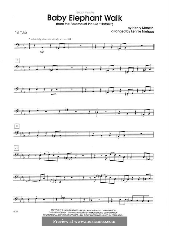Brass Ensemble version: Tuba 1 part by Henry Mancini