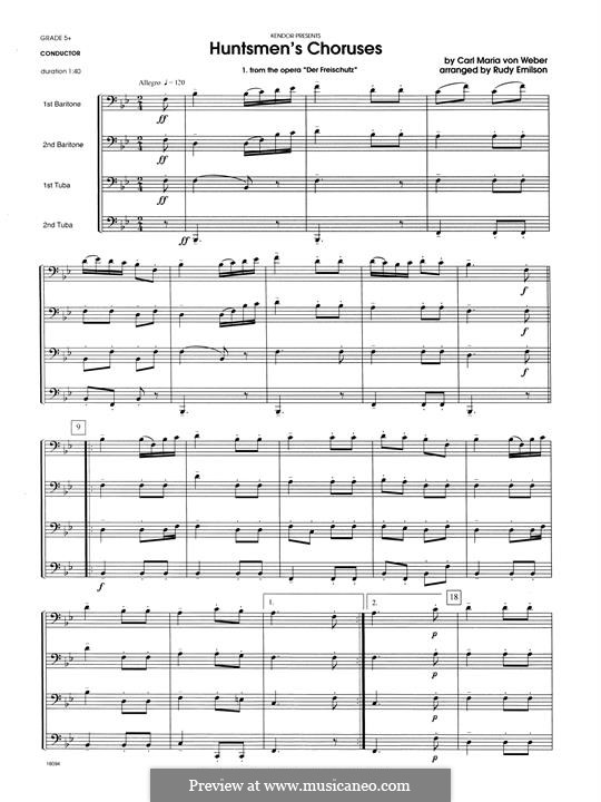 Huntsmen's Choruses: Full Score by Carl Maria von Weber