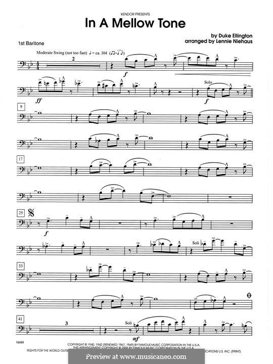 In a Mellow Tone: For winds – 1st Baritone B.C. by Duke Ellington
