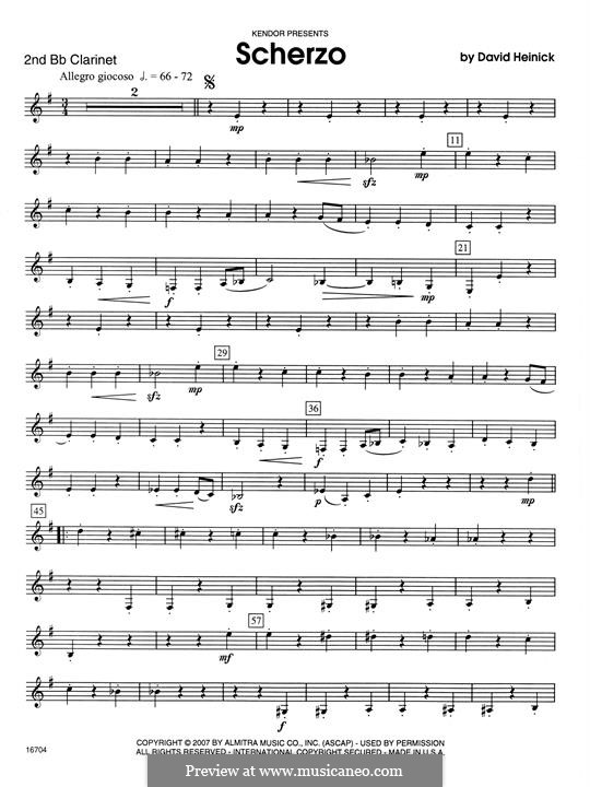 Scherzo: 2nd Bb Clarinet part by David Heinick