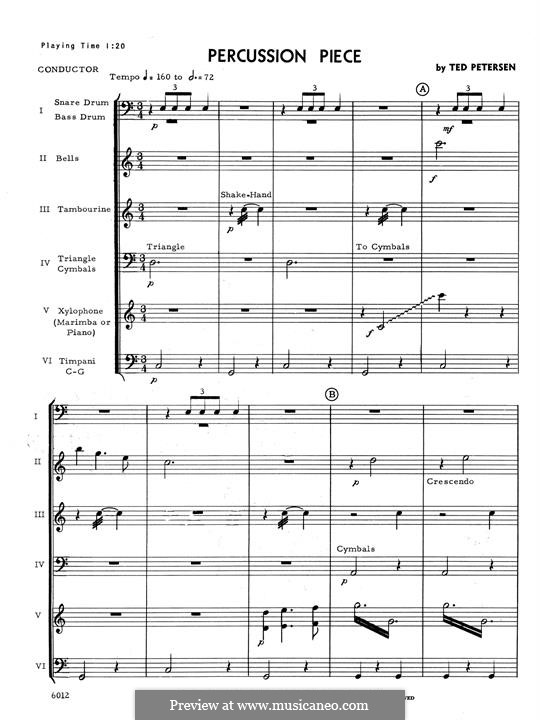 Percussion Piece By T Petersen Sheet Music On Musicaneo
