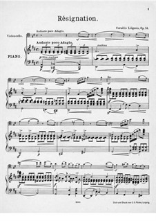 Resignation for Cello and Piano, Op.14: Resignation for Cello and Piano by Cornélis Liégeois