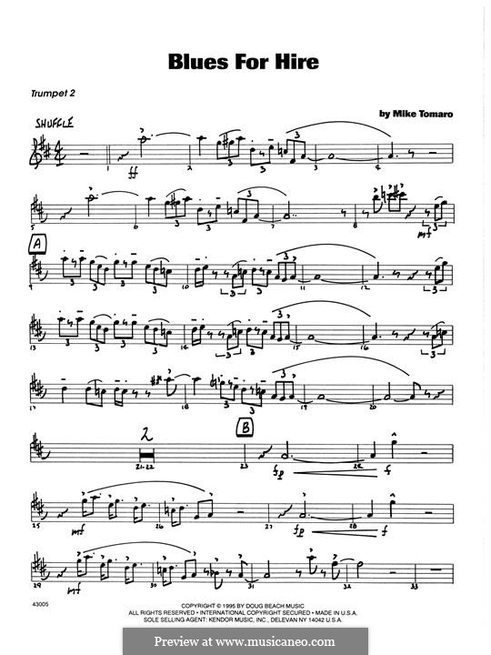 Blues for Hire: 2nd Bb Trumpet part by Mike Tomaro