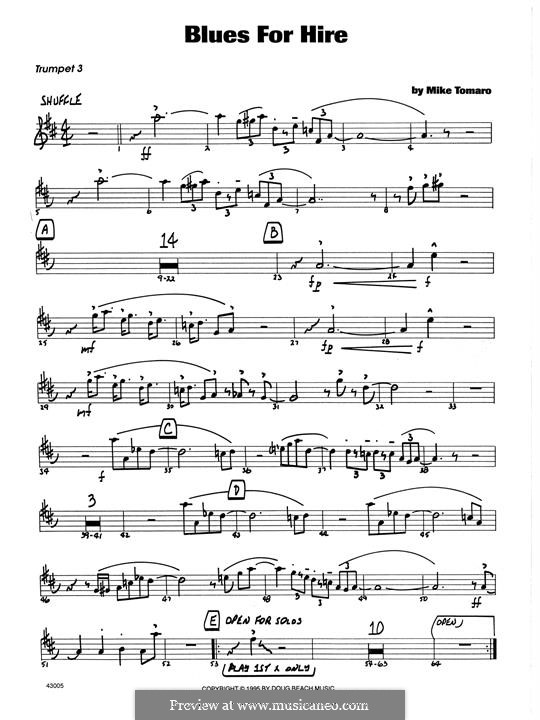 Blues for Hire: 3rd Bb Trumpet part by Mike Tomaro