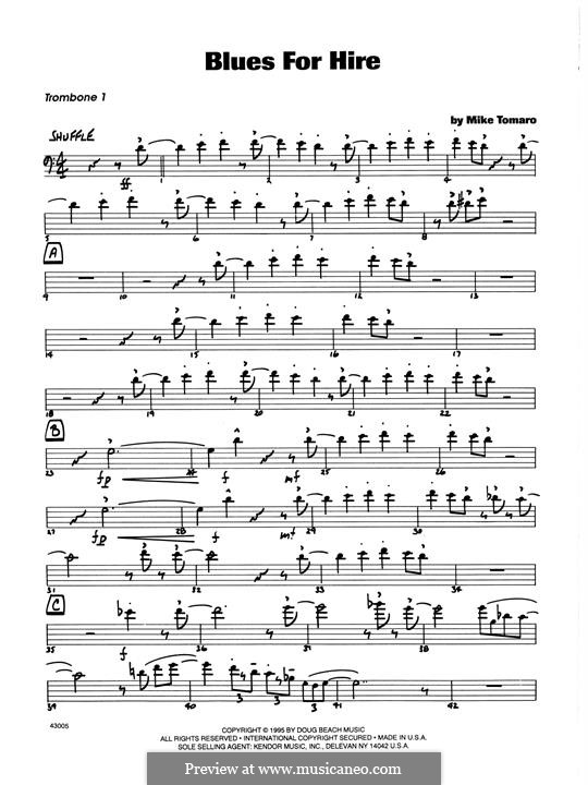 Blues for Hire: 1st Trombone part by Mike Tomaro