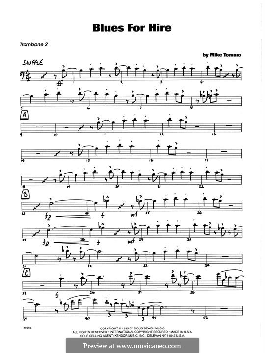 Blues for Hire: 2nd Trombone part by Mike Tomaro