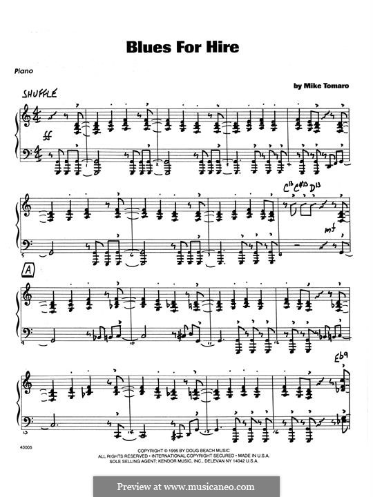 Blues for Hire: Piano part by Mike Tomaro