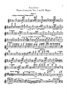 Piano Concerto No.1, S.124: Flutes parts by Franz Liszt
