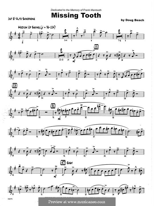 Missing Tooth: Bass Clarinet 1 & 2 part by Doug Beach