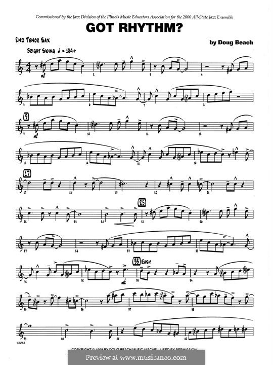 Got Rhythm?: 2nd Bb Tenor Saxophone part by Doug Beach