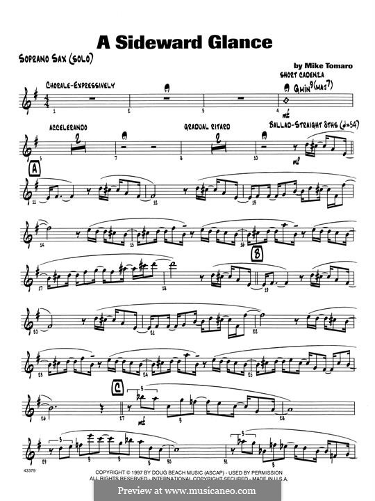A Sideward Glance: Bb Soprano Sax part by Mike Tomaro