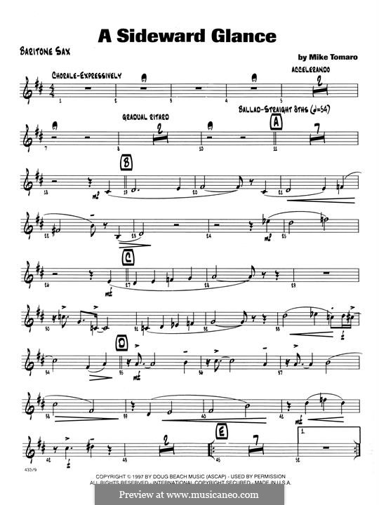 A Sideward Glance: Eb Baritone Saxophone part by Mike Tomaro