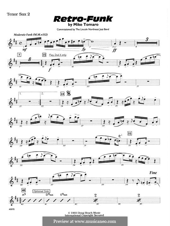 Retro-Funk: 2nd Bb Tenor Saxophone part by Mike Tomaro