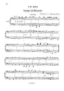 Partita for Violin No.1 in B Minor, BWV 1002: Bourrée. Arrangement for piano four hands – parts by Johann Sebastian Bach