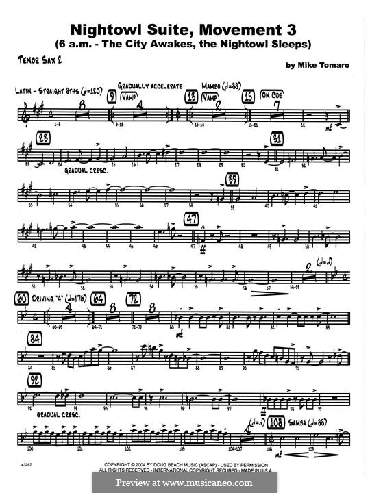 Nightowl Suite, Mvt.3: 2nd Bb Tenor Saxophone part by Mike Tomaro