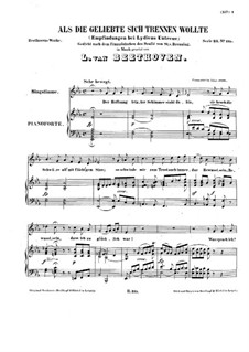 Als die Geliebte sich trennen wollte, WoO 132: Piano score with vocal part by Ludwig van Beethoven