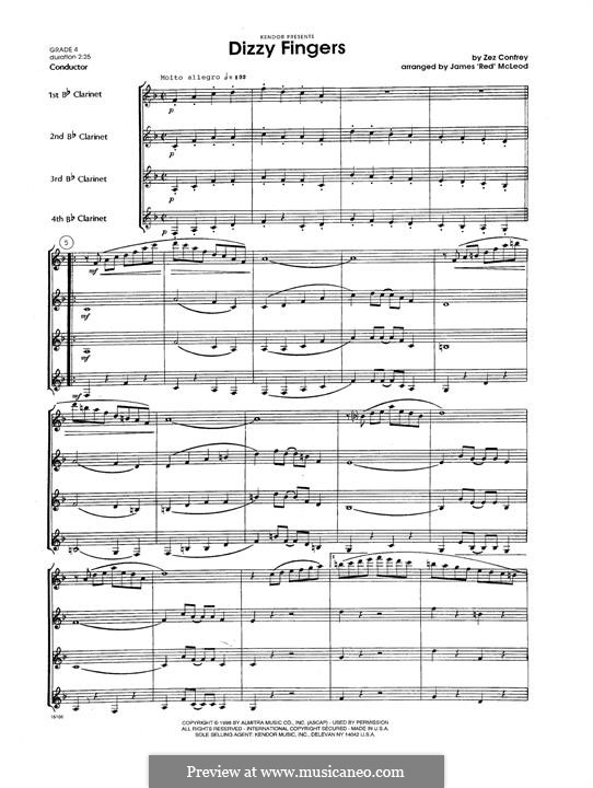 Dizzy Fingers: For clarinets - full score by Zez Confrey