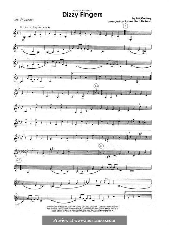 Dizzy Fingers: For clarinets - 3rd Bb Clarinet part by Zez Confrey