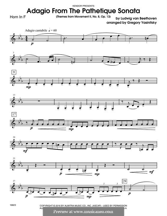 Movement II (Printable scores): Themes, for winds - horn in F part by Ludwig van Beethoven