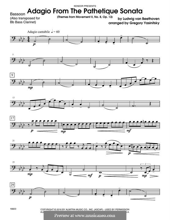 Movement II (Printable scores): Themes, for winds - bassoon part by Ludwig van Beethoven