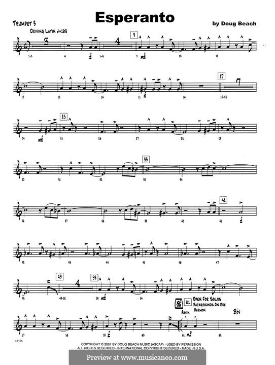 Esperanto: 3rd Bb Trumpet part by Doug Beach