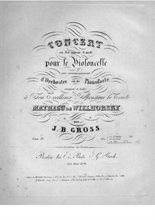 Concerto for Cello and Orchestra in G Minor, Op.31: Version for cello and piano by Johann Benjamin Gross