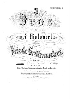 Three Duets for Two Cellos, Op.22: Duet No.1 – cello I part by Friedrich Grützmacher