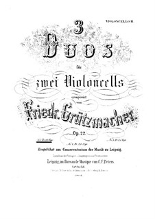 Three Duets for Two Cellos, Op.22: Duet No.1 – cello II part by Friedrich Grützmacher