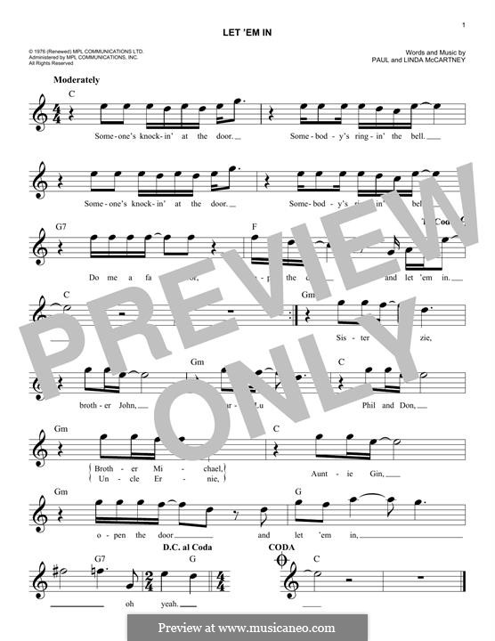 Let 'Em in (Wings) by L. McCartney, P. McCartney sheet music on MusicaNeo