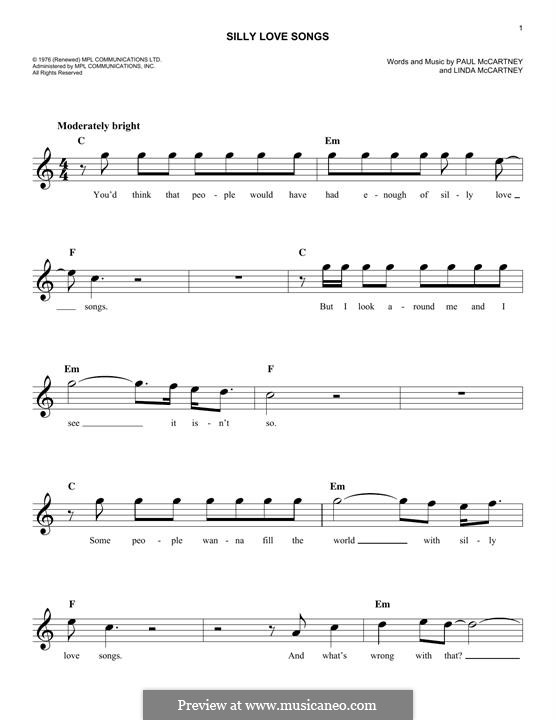 Silly Love Songs (Wings): For keyboard by Linda McCartney, Paul McCartney