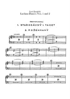 Lašské tance (Lachian Dances), JW 6/17: Dances No.1-2 – organ part by Leoš Janáček