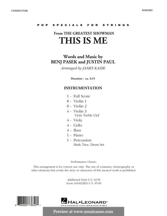 Strings Orchestra version: Full Score by Justin Paul, Benj Pasek