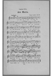 Ave Maria for Voice, Choir, Strings and Organ (or Harmonium), Op.162: Soprano Solo Part by Franz Paul Lachner