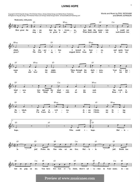 Living Hope by B. Johnson, P. Wickham - sheet music on MusicaNeo