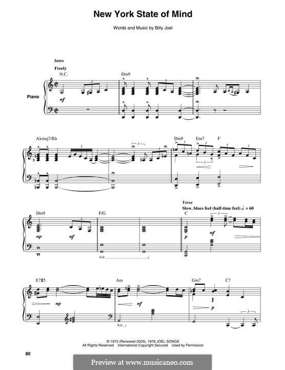 New York State of Mind: For piano by Billy Joel