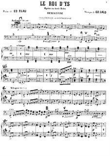 Le roi d'Ys (The King of Ys): Cello and double bass part by Édouard Lalo