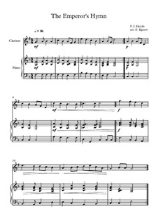 Austrian National Hymn, Hob.XXVIa/43: For clarinet and piano by Joseph Haydn