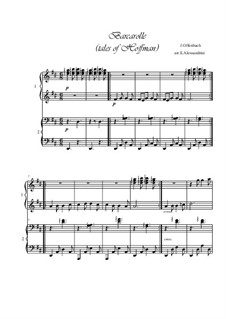 Barcarola: For piano 4 hands by Jacques Offenbach