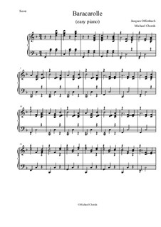 Barcarole: Version for easy piano by Jacques Offenbach
