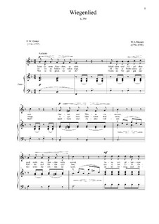 Lullaby, K.350: For voice and piano by Wolfgang Amadeus Mozart