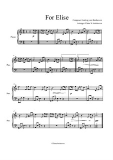 For Elise, for Piano, WoO 59: For beginner by Ludwig van Beethoven