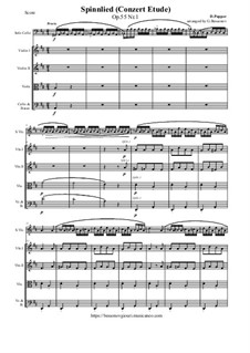 Pieces for Cello and Piano, Op.55: No.1 Spinning Song, for cello and string orchestra - score and parts by David Popper