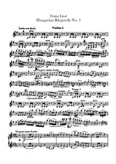 No.5 in E Minor, for Orchestra, S.621/5: Violins I-II parts by Franz Liszt